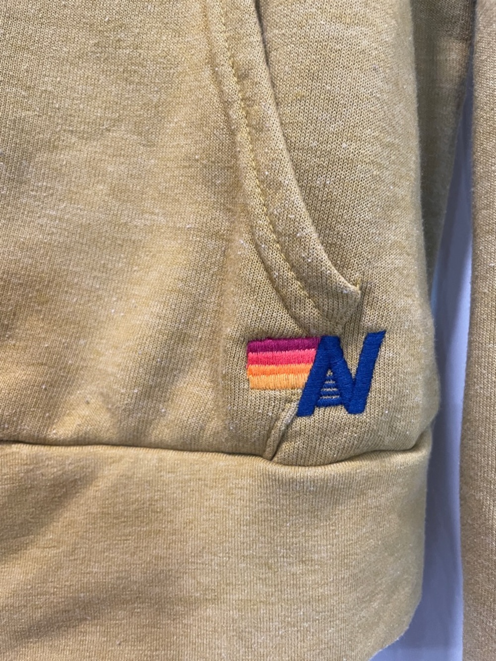 Aviator Nation Mustard Yellow Zip Hoodie with Neon Stripe Accents - Picture 9 of 12